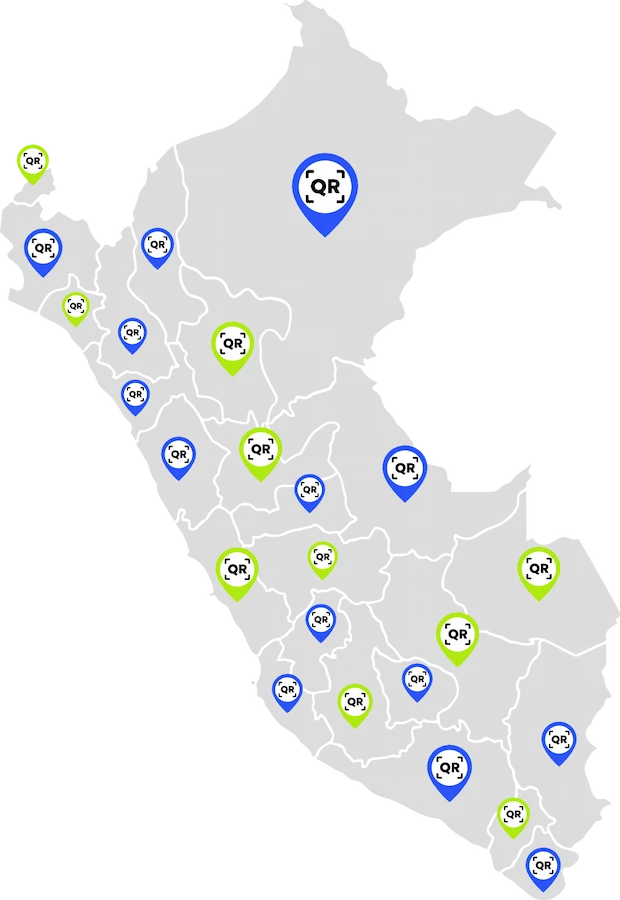 Mapa del Perú con los lugares en donde se ha organizado un evento con Ticket&Precintos